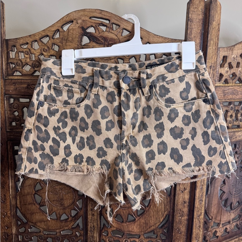 Blank NYC Brown and Black Jean Shorts Distressed Leopard Print- The Barrow